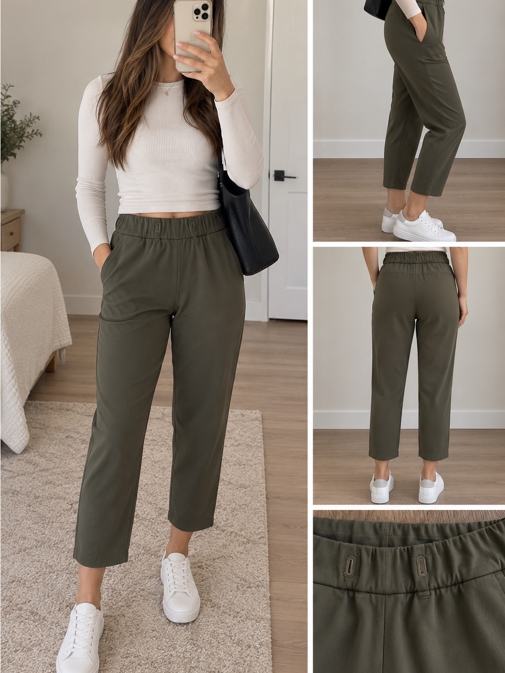 Lululemon On the Fly Crop Pants Size 4 Dark Olive Green Travel Wrinkle-Resistant